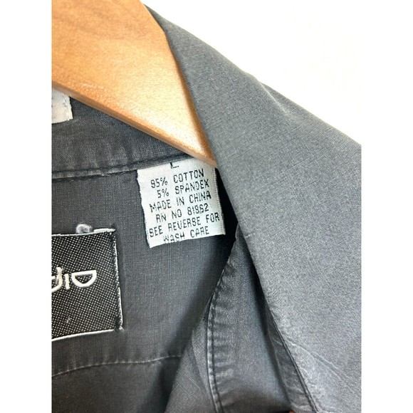 Substudio Shirt Mens Large Button Down Stretch Gray Cotton Spandex Short Sleeve - Picture 7 of 11